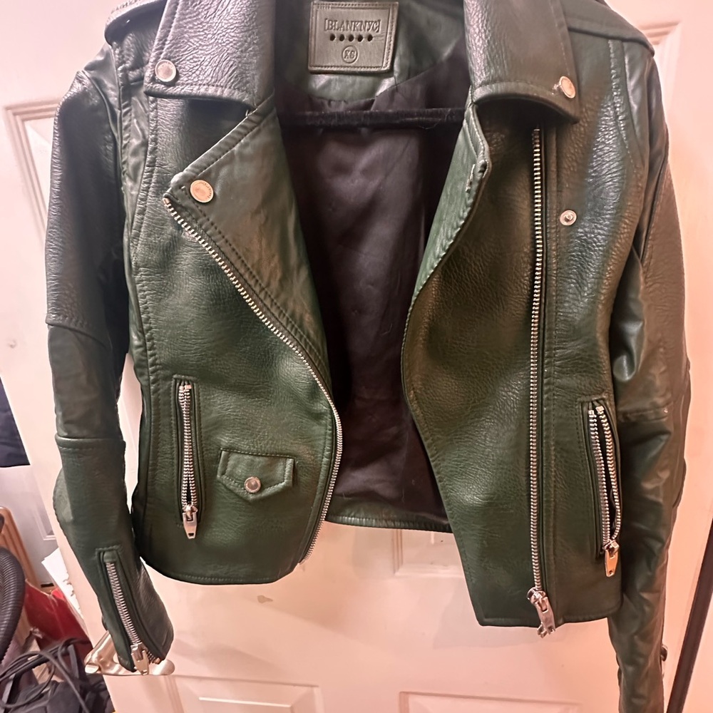BLANKNYC Green Leather Biker Jacket
